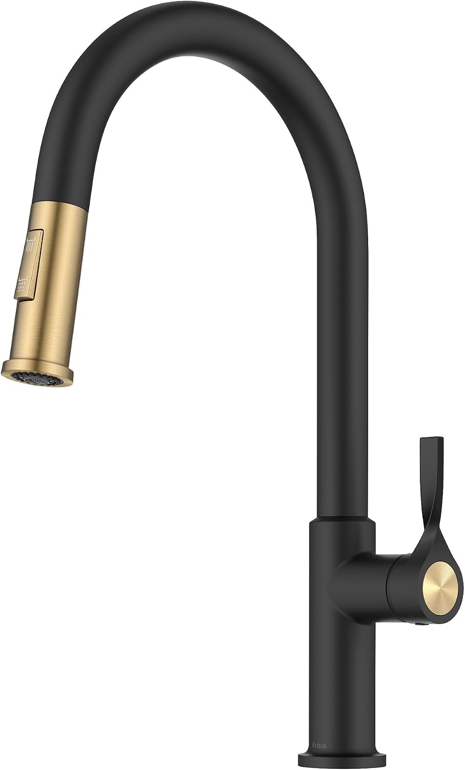 KRAUS Brushed Brass Matte Black Pull Down Kitchen Faucet KPF-2840SFBBMB