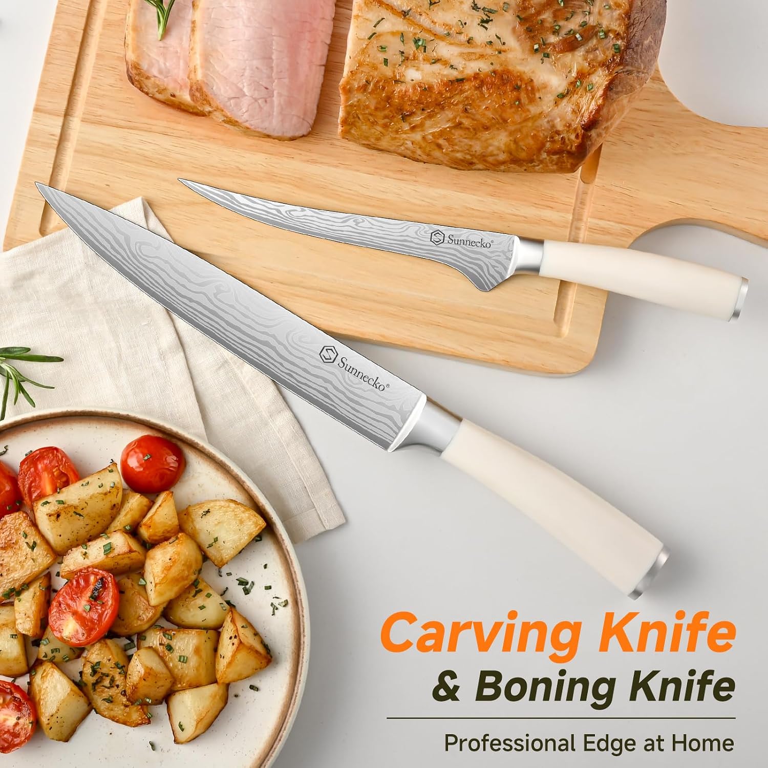 Knife Set with Block and Sharpener, 15 Pcs Kitchen Knife Block Set - Image 3